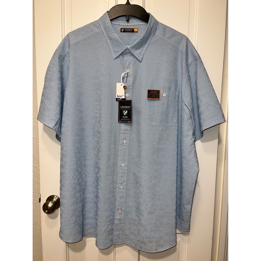 Cremieux Performance Big Man 4XB Shirt Blue Card Suit Pattern brrr Cooling NWT